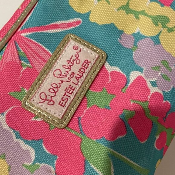 PREPPY COQUETTE ESTEE LAUDER LILLY PULITZER MAKE UP BAG HOT PINK LILAC FLORAL - Picture 9 of 14